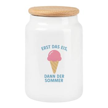 Erst Eis, Dann Sommer - Keksdose mit Holzdeckel - Weiß - Vorne