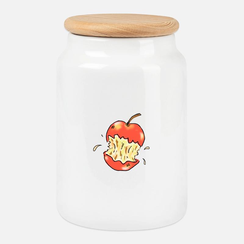 Apfel rot - Keksdose mit Holzdeckel - Weiß