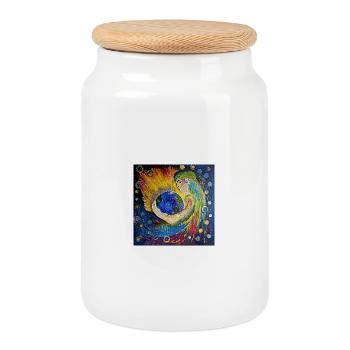 Gardien de la Terre dans la magie des couleurs - Boîte à biscuits avec couvercle en bois - blanc - Devant