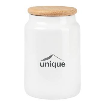 "unique design montagne" - Boîte à biscuits avec couvercle en bois - blanc - Devant