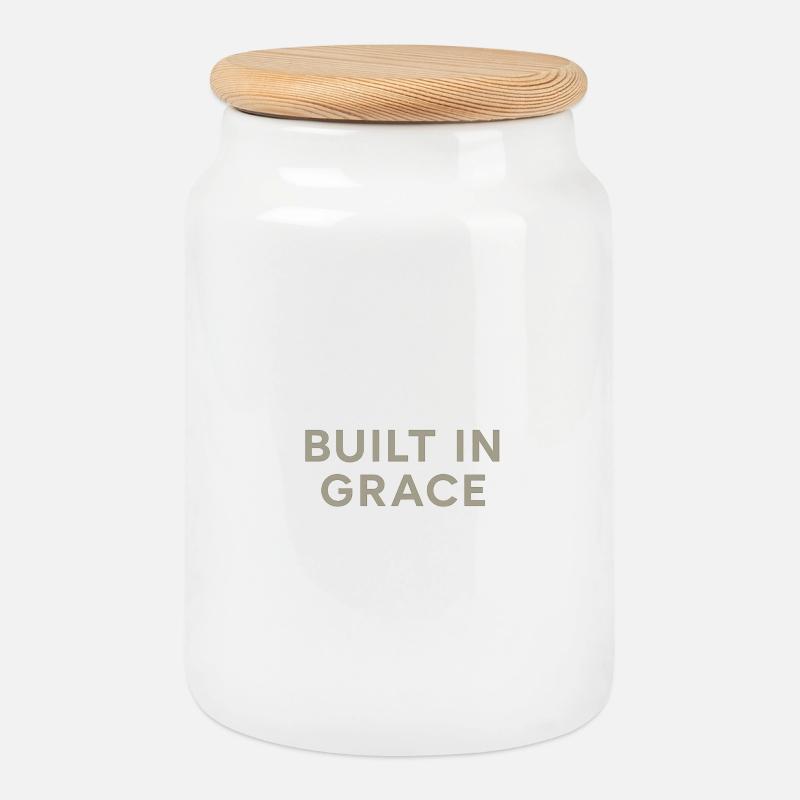 Built in Grace Typography - Keksdose mit Holzdeckel - Weiß