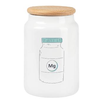 Complément alimentaire protéine de magnésium - Boîte à biscuits avec couvercle en bois - blanc - Devant