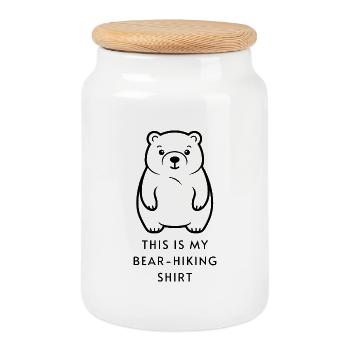 This is My Bear-Hiking Shirt - Keksdose mit Holzdeckel - Weiß - Vorne