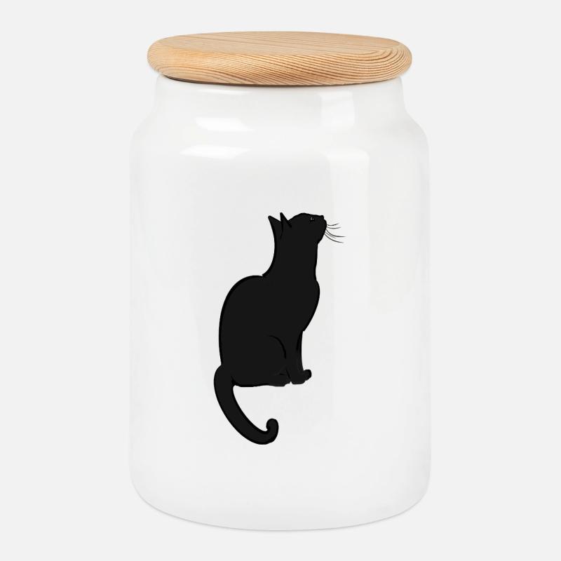Eine süße Katze - Keksdose mit Holzdeckel - Weiß