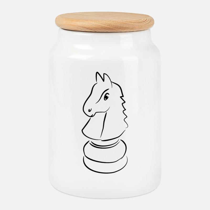 Minimalistisches Schach Design - Keksdose mit Holzdeckel - Weiß
