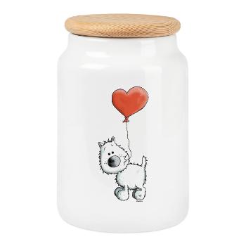 Westie Mit Herz - Hund - Keksdose mit Holzdeckel - Weiß - Vorne