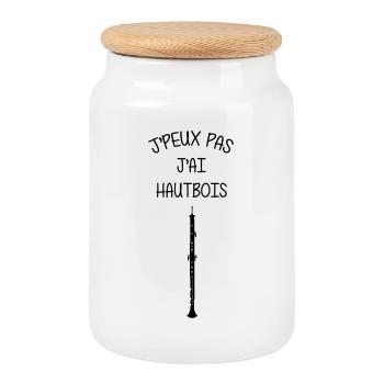 Hautbois / Hautboïste / Musique / Hautboiste - Boîte à biscuits avec couvercle en bois - blanc - Devant