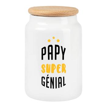 Papy Papi Grand Père Grand-Père Famille Noël - Cookie Jar with Wooden Lid - white - Front