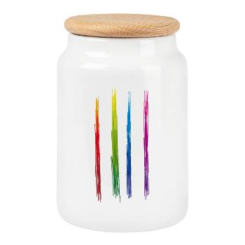 Colors Stripes - Cookie Jar with Wooden Lid - white - Front