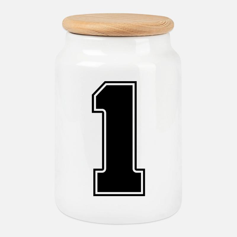 1 - Cookie Jar with Wooden Lid - white