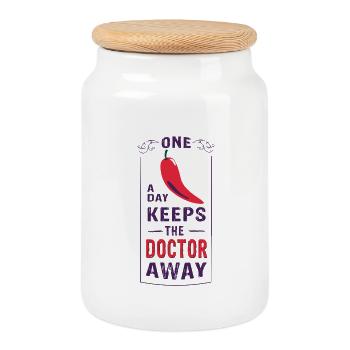 ONE CHILI a day keeps the doctor away - Keksdose mit Holzdeckel - Weiß - Vorne