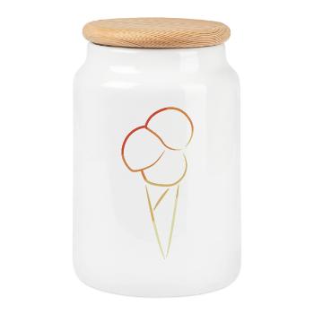 Croquis de crème glacée vintage - Boîte à biscuits avec couvercle en bois - blanc - Devant