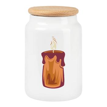 Bougie Illustration de lumière de Noël 1er Avent - Boîte à biscuits avec couvercle en bois - blanc - Devant
