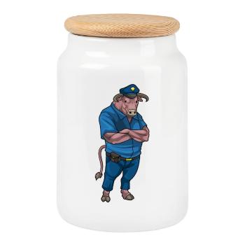 Bull Policier Police - Boîte à biscuits avec couvercle en bois - blanc - Devant