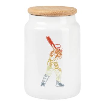 Frappeur de cricket rétro - Boîte à biscuits avec couvercle en bois - blanc - Devant