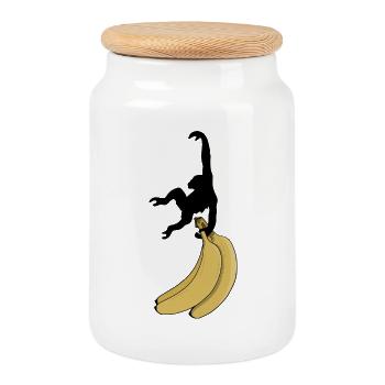 Un singe veut de la banane - Boîte à biscuits avec couvercle en bois - blanc - Devant