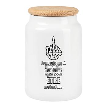 Middle finger (I am myself) - Cookie Jar with Wooden Lid - white - Front