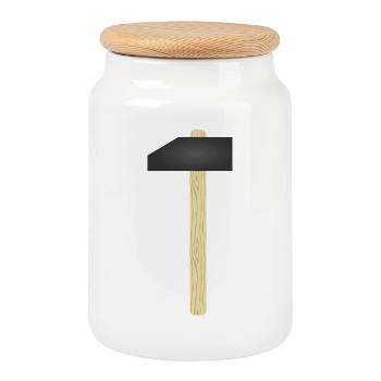 Metal Hammer Design - Cookie Jar with Wooden Lid - white - Front