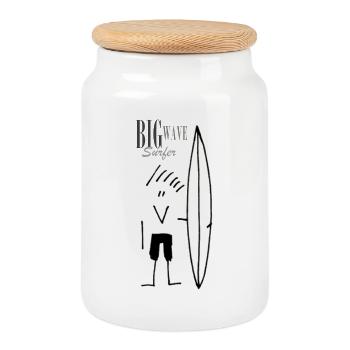 Big Wave Surfer - Cookie Jar with Wooden Lid - white - Front