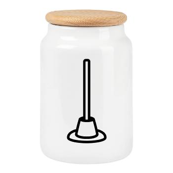 suction cup - Cookie Jar with Wooden Lid - white - Front