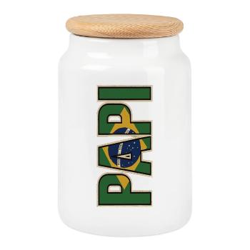 PAPI Brasil – Retro style with flags - Cookie Jar with Wooden Lid - white - Front