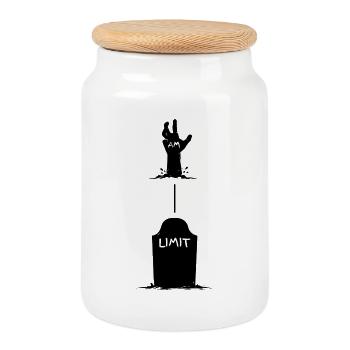 La main s’élève de la tombe - Boîte à biscuits avec couvercle en bois - blanc - Devant
