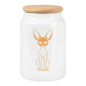 Fennec - Cookie Jar with Wooden Lid - white - Front