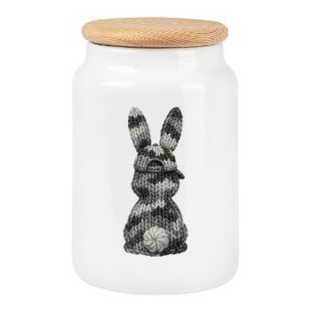 Hase von hinten Camouflage Kappe Cap Tarnfarben - Keksdose mit Holzdeckel - Weiß - Vorne