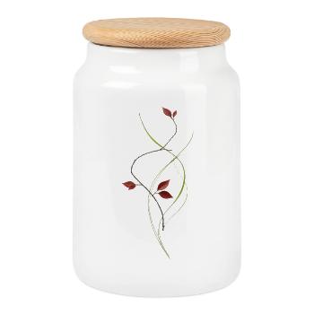 Minimalist branch in ikebana style elegant - Cookie Jar with Wooden Lid - white - Front