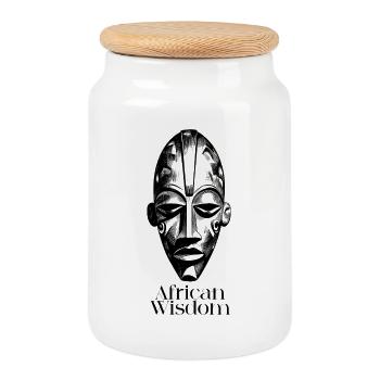 African_wisdom_ - Cookie Jar with Wooden Lid - white - Front