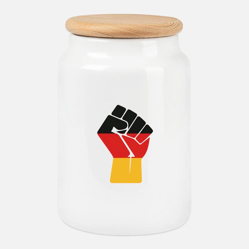 Flaggenfaust Kraft der Einheit - Keksdose mit Holzdeckel - Weiß