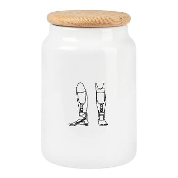 Lower leg prosthesis sketch - Cookie Jar with Wooden Lid - white - Front
