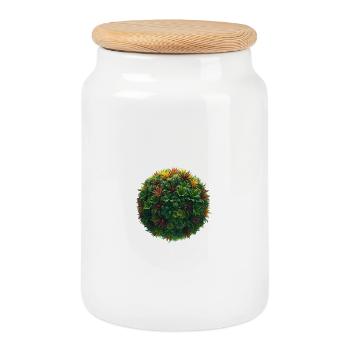 Boule de plantes tropicales - Boîte à biscuits avec couvercle en bois - blanc - Devant