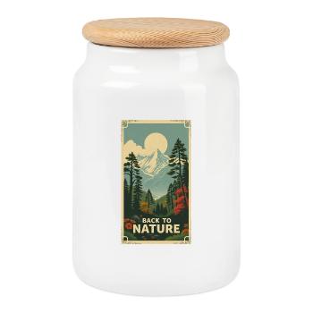 Back to nature - Cookie Jar with Wooden Lid - white - Front