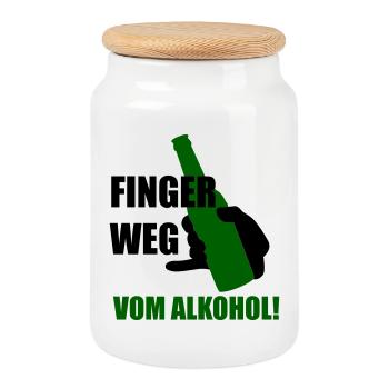 Stay away from alcohol - Cookie Jar with Wooden Lid - white - Front