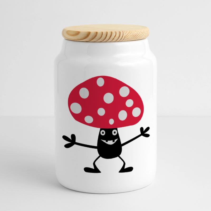 Naughty Toadstool Cookie Jar with Wooden Lid