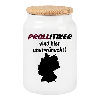 PROLLitiker Politik Politiker Wahl Partei Geschenk - Keksdose mit Holzdeckel - Weiß - Vorne