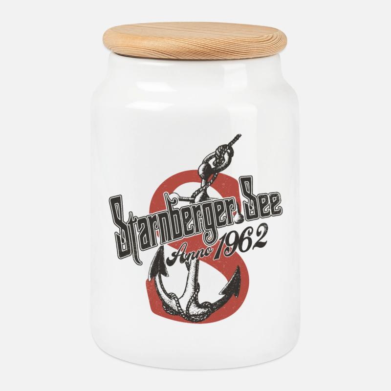 Starnberger See Anno 1962 - Keksdose mit Holzdeckel - Weiß