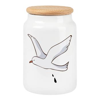 La mouette - Boîte à biscuits avec couvercle en bois - blanc - Devant