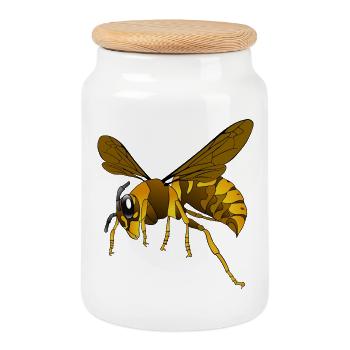 Hornet - Cookie Jar with Wooden Lid - white - Front