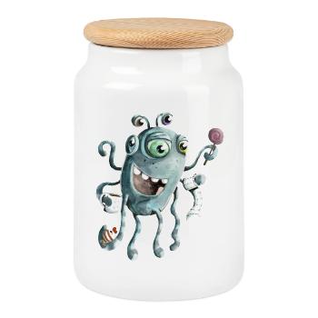 Funny monster of the deep sea - Cookie Jar with Wooden Lid - white - Front