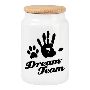 Dream Team Animal Lovers Paw - Boîte à biscuits avec couvercle en bois - blanc - Devant