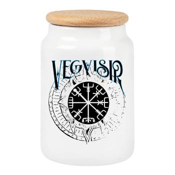 Vikings Ragnar Rabe Gross - Boîte à biscuits avec couvercle en bois - blanc - Devant
