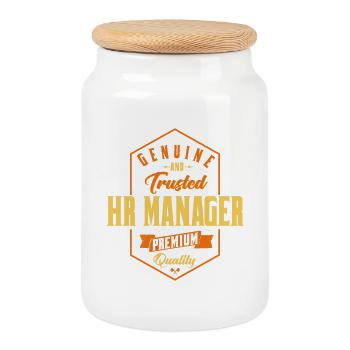 Genuine Trusted HR Manager Design - Keksdose mit Holzdeckel - Weiß - Vorne