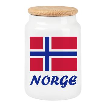 Norwegian flag - Cookie Jar with Wooden Lid - white - Front