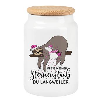 Paresseux licorne stardust noël hiver - Boîte à biscuits avec couvercle en bois - blanc - Devant
