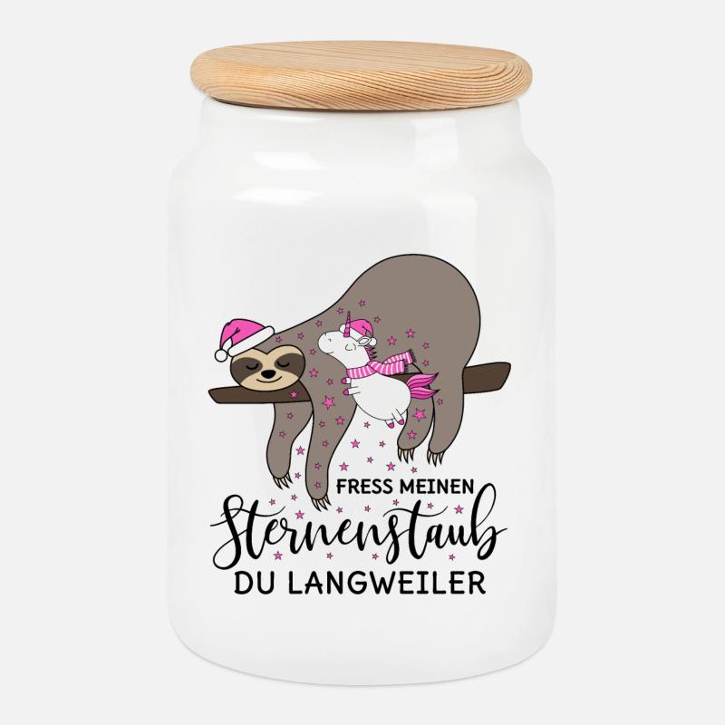 Faultier Einhorn Sternenstaub Weihnachten Winter - Keksdose mit Holzdeckel - Weiß