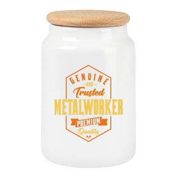 Conception authentique et fiable pour les métallurgistes - Boîte à biscuits avec couvercle en bois - blanc - Devant