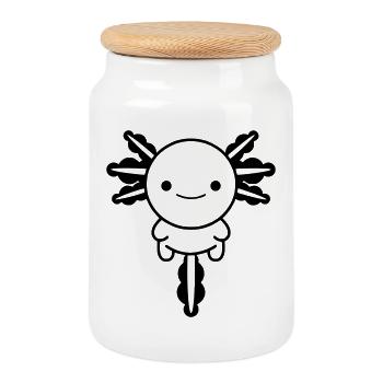 Axolotl - Boîte à biscuits avec couvercle en bois - blanc - Devant