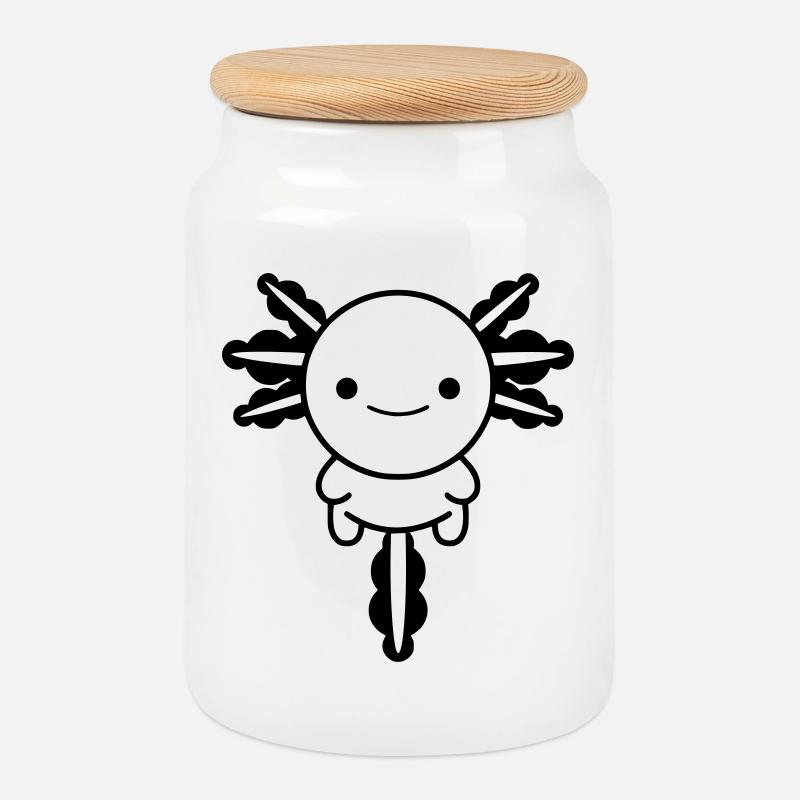 Axolotl - Keksdose mit Holzdeckel - Weiß